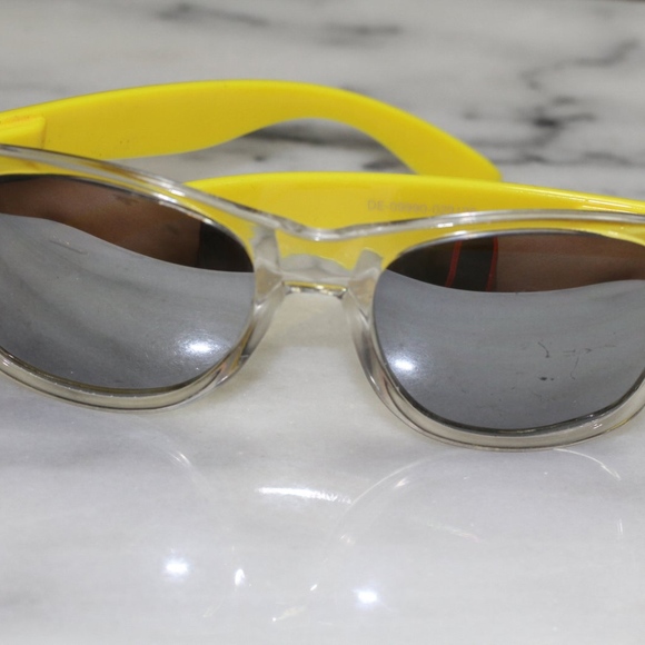 Yellow Mirrored Square Sunglasses